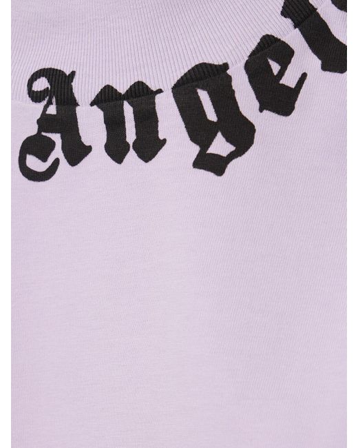 T-shirt cropped in cotone con logo di Palm Angels in Pink