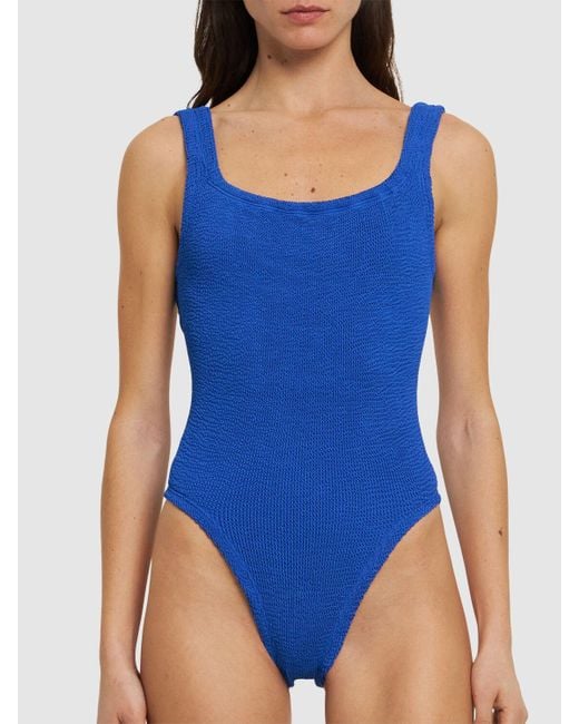 Hunza G Blue Square Neck One Piece Swimsuit