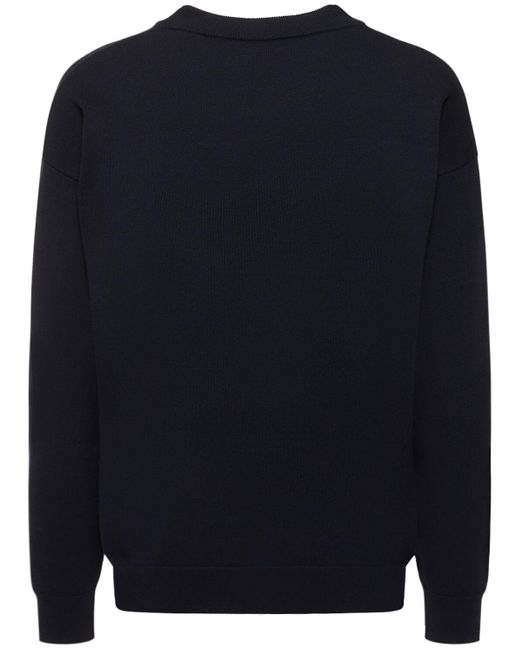 Ferrari Blue Logo Cotton & Silk Knit Sweater for men