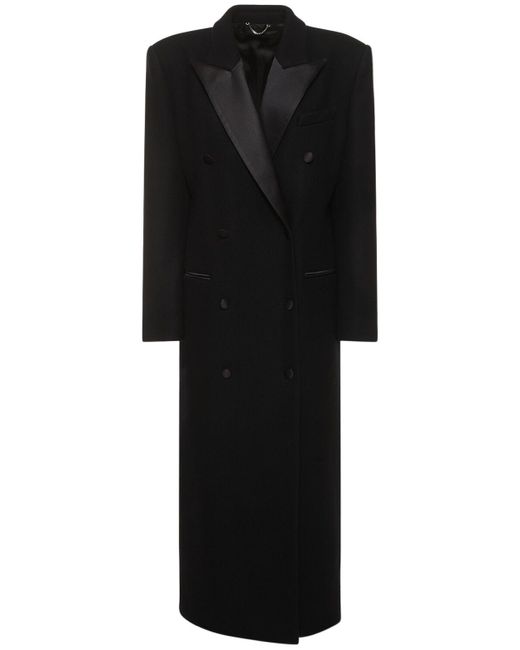 Cappotto doppiopetto in gabardina di lana di Magda Butrym in Black