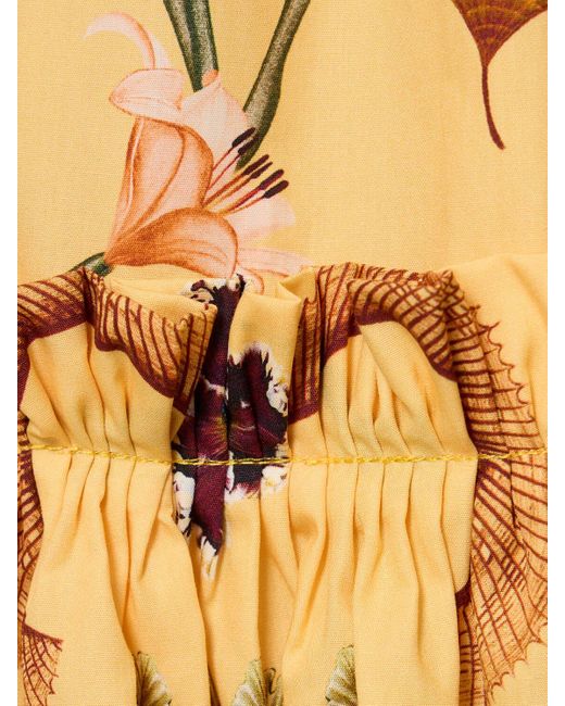 Vestido corto de algodón estampado Agua Bendita de color Yellow