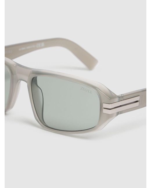 Zegna Eckige Sonnenbrille Mit Kristallen in Gray für Herren