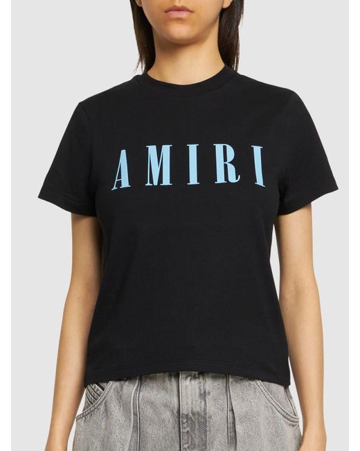 Amiri Black Logo Printed Cotton Jersey T-Shirt