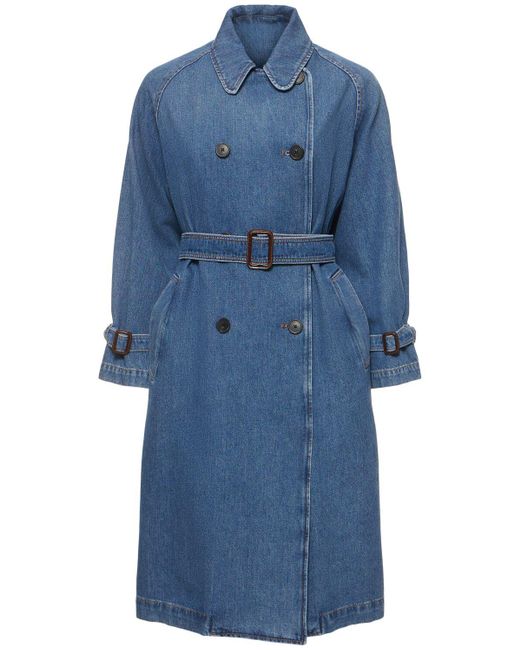 Trench-coat en denim avec ceinture blasy Weekend by Maxmara en coloris Blue