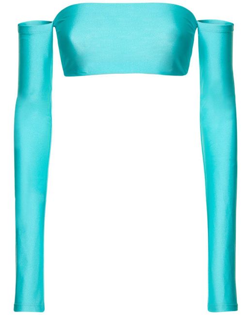 ANDAMANE Blue Glänzendes Lycra-crop-top "lexi"