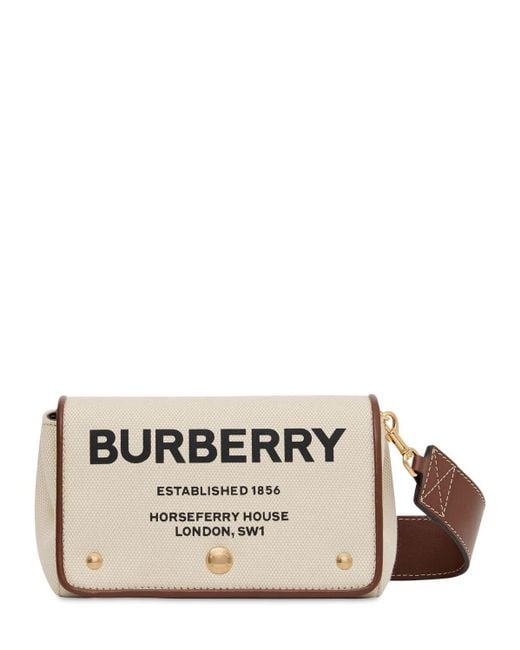 Burberry Natural Hackberry Logo Printed Canvas Bag