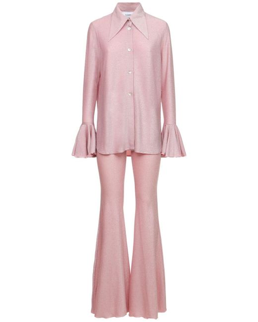 Sleeper Venera Lurex Lounge Suit W/ Pants in Pink - Lyst