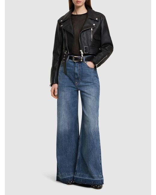 Stella McCartney Blue Denim High Rise Wide Jeans