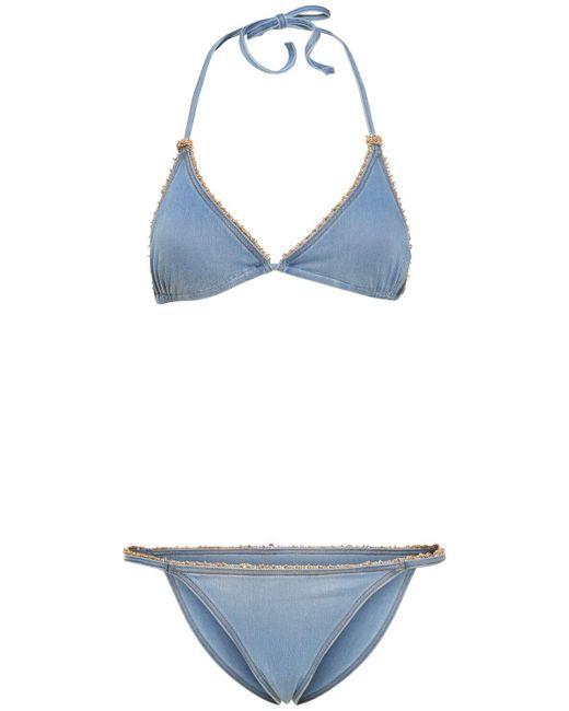 Ermanno Scervino Blue Denim Effect Bikini Set