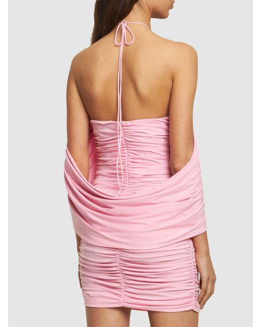 Magda Butrym Pink Draped Jersey Mini Dress