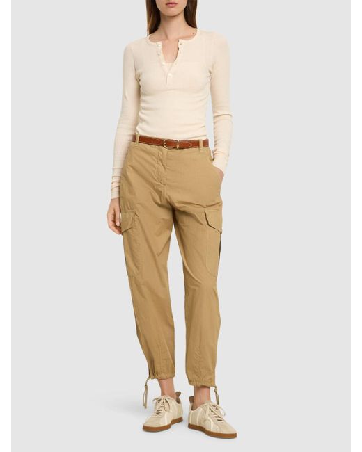 Pantalon cargo droit en popeline de coton Aspesi en coloris Natural