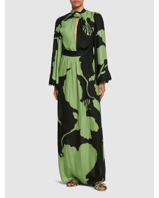 Robe en soie brodée earth elegance Johanna Ortiz en coloris Green