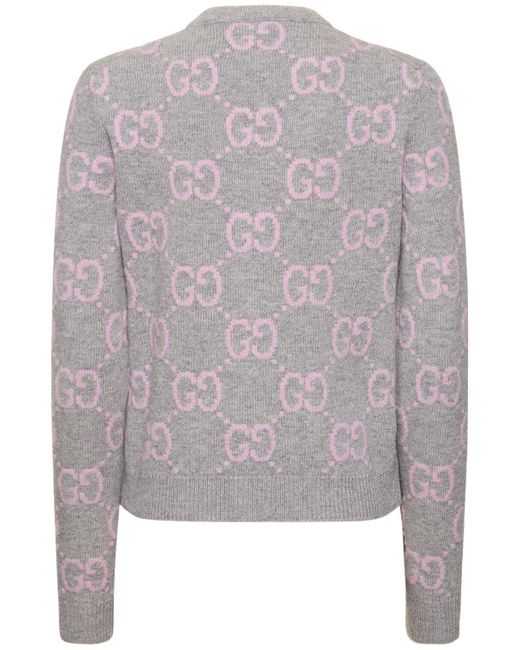 Gucci Gray Gg-cardigan Aus Wolle
