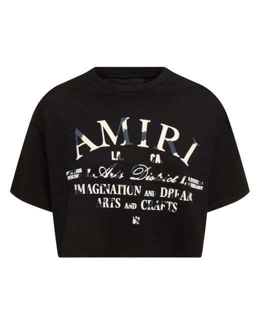 Camiseta corta de algodón jersey con logo Amiri de color Black