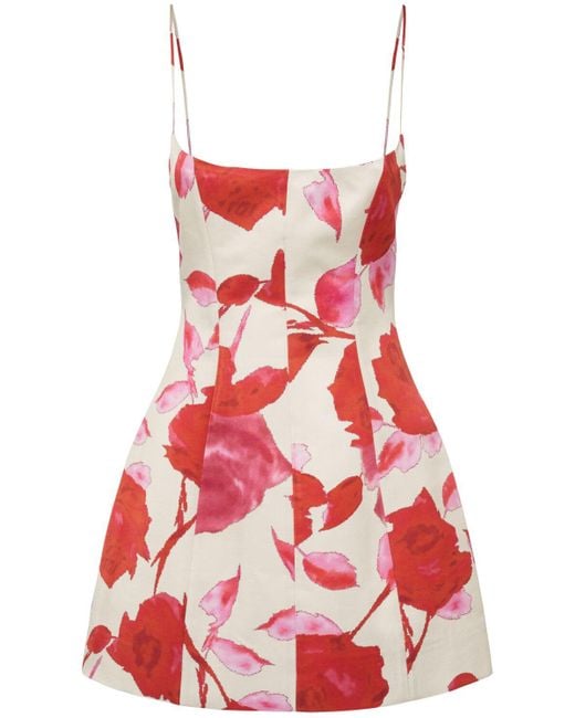 Blumarine Red Printed Satin Mini Dress