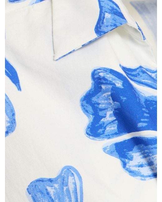 PATBO Blue Nightflower Self-tie Cropped Cotton Top