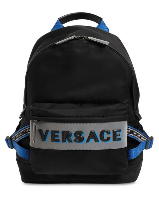 blue nylon backpack