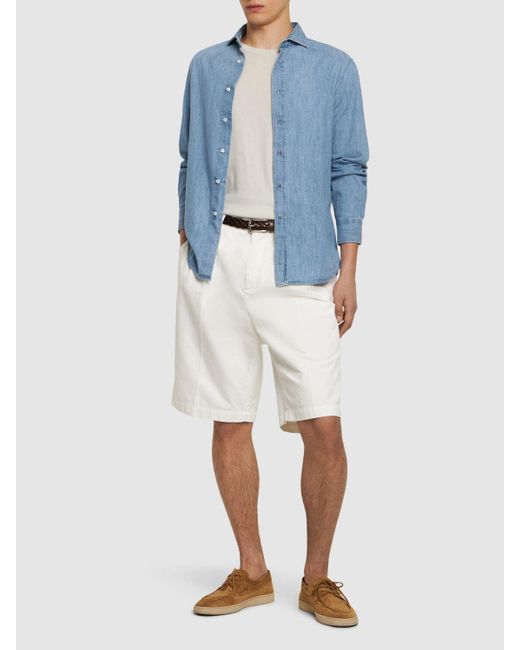 Shorts de algodón teñido Brunello Cucinelli de hombre de color White