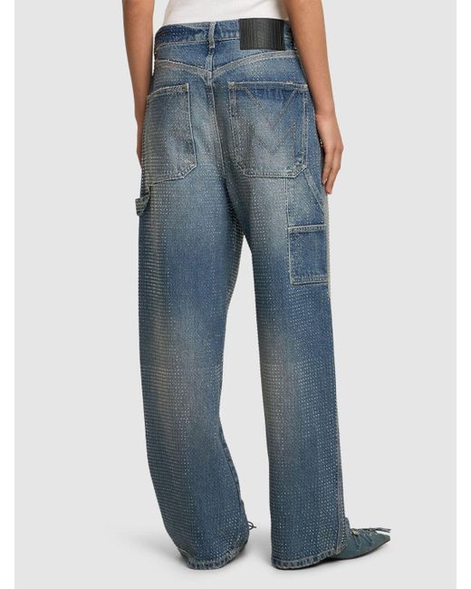 Marc Jacobs Blue Crystal Oversize Denim Jeans