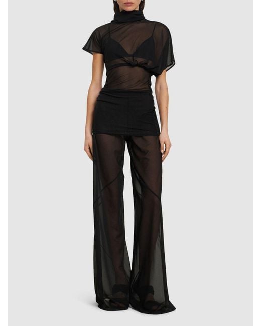 Rick Owens Black Farrah Sheer Bias Wide Pants