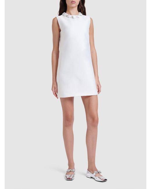 Versace White Silk Blend Duchesse Mini Dress