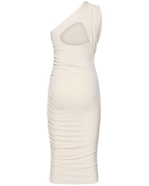 Rick Owens White Damen Einschulterkleid Mit Drapiertem Jersey „Amira“