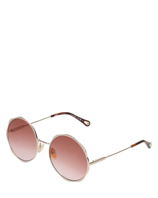 Gafas de sol redondas de metal Chloé de color Pink