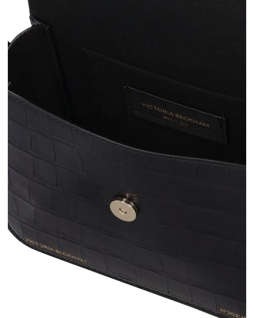 Victoria Beckham Black Mini Frame Embossed Leather Shoulder Bag