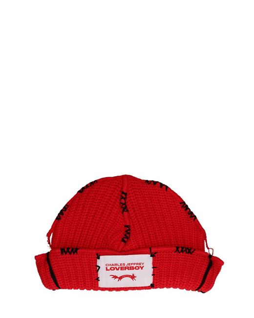 Cappello beanie carolean in cotone di Charles Jeffrey in Red da Uomo