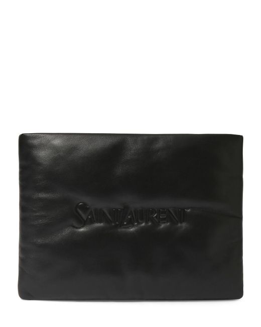 Saint Laurent Black Large Leather Pouch for men