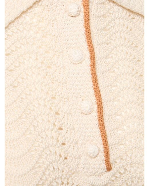 Polo junie in maglia di cotone texturizzata di Zimmermann in Natural