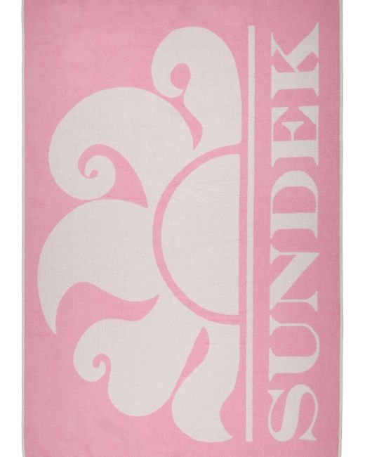 Sundek Pink Logo Jacquard Cotton Terry Beach Towel for men