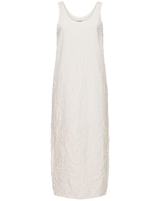Robe longue en sergé de coton craquelé Auralee en coloris White