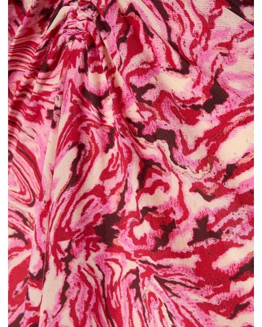 Isabel Marant Red Albini Printed Silk Midi Dress