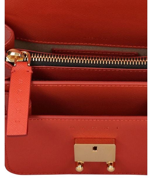 Marni Red Mini Trunk Saffiano Leather Bag