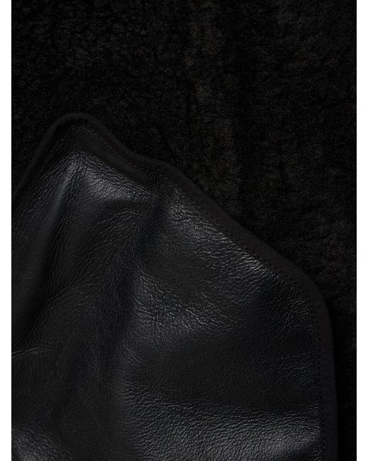 Veste en cuir et shearling à col châle Acne en coloris Black