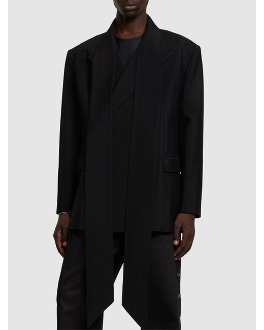 Mugler Black Double Breast Viscose & Wool Jacket for men