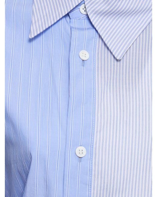 Yohji Yamamoto Blue Striped Asymmetrical Cotton Shirt W/ Zip