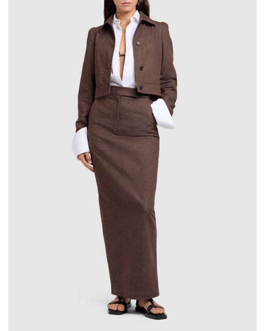 Max Mara Maxi Denim Skirt in Brown | Lyst Australia