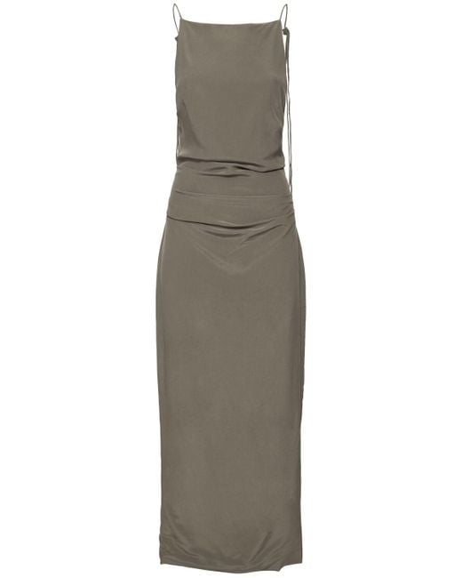 St. Agni Natural Langes Kleid Aus Seidenkrepp "tuck"