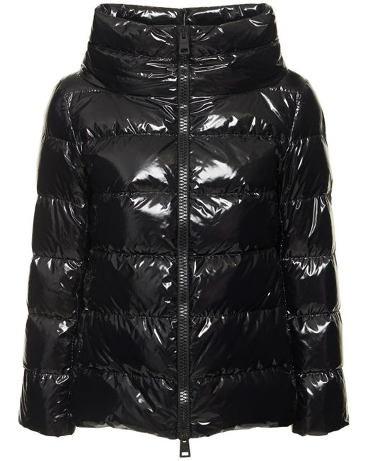 Herno Cape Glossy Down Jacket in Black | Lyst UK