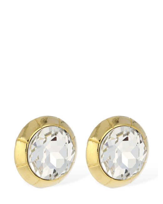 Alessandra Rich Metallic Round Crystal Stud Earrings