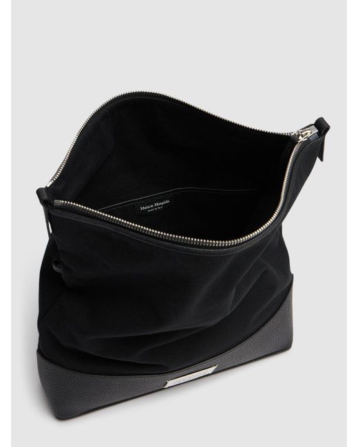 メンズ Maison Margiela グレインレザー&キャンバスクロスボディバッグ Black