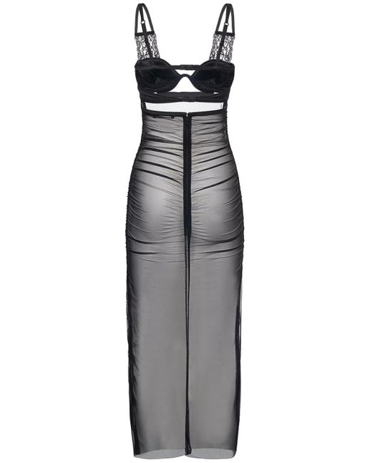 Dolce & Gabbana Gray Langes Kleid Aus Stretch-tüll