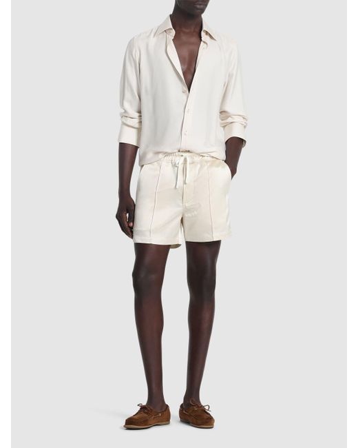 Tom Ford Shorts Aus Glänzendem Satin Mit Paspelierung in Natural für Herren