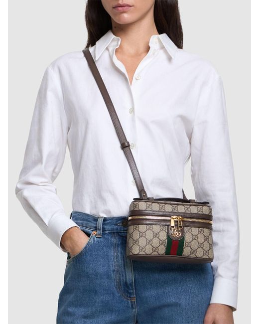 Gucci Brown Super Mini Ophidia Canvas Shoulder Bag Unique