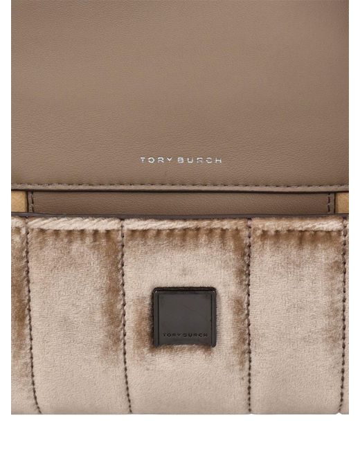 Tory Burch Brown Mini Kira Velvet Shoulder Bag