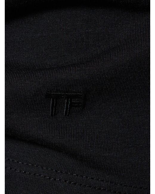 Tom Ford T-shirt Aus Lyocell Und Baumwolle Mit Druck in Black für Herren
