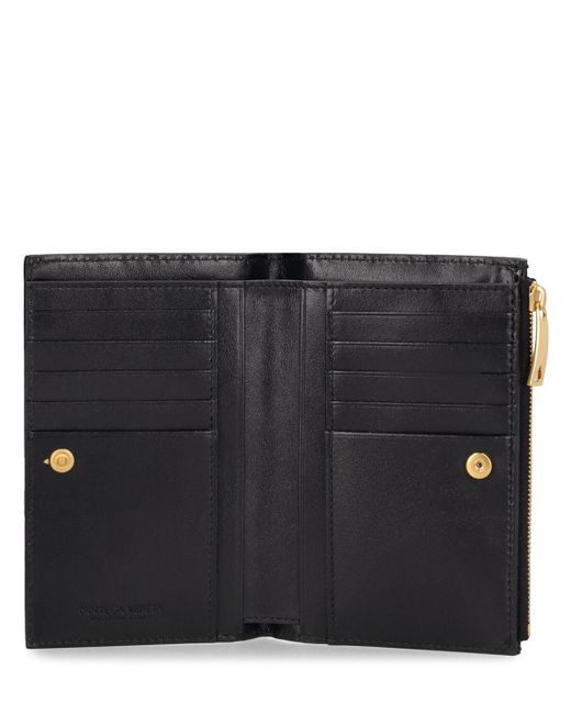 Bottega Veneta Black Medium Intrecciato Bi-fold Zip Wallet
