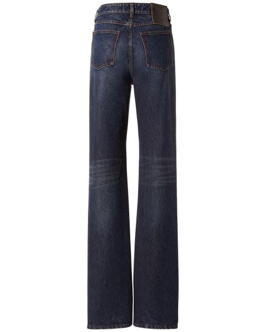 Jeans dritti vita bassa tasso in denim di Sportmax in Blue
